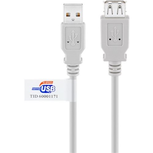 USB 2.0 Hi-Speed Verlängerungskabel mit USB Zertifikat, Grau<br>USB 2.0-Stecker (Typ A) > USB 2.0-Buchse (Typ A)