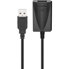 Aktives USB 2.0 Verlängerungskabel, Gold, Schwarz<br>USB 2.0-Stecker (Typ A) > USB 2.0-Buchse (Typ A) 5M
