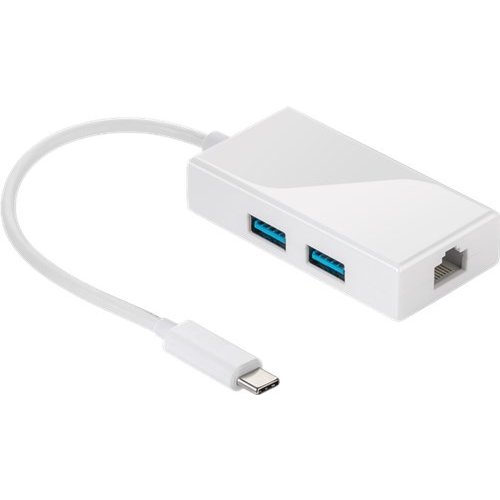 USB-C™ Multiport-Adapter USB 3.0, RJ45, weiß<br>gleichzeitiger Ethernet Anschluss und 2 x USB 3.0 A-Buchse auf USB-C™ Stecker