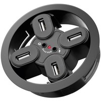 4-fach USB 2.0 Hi-Speed Einbau-HUB/Verteiler + Audio<br>zum Einbau in 80 mm Tischdurchführungen mit Audio Anschluss