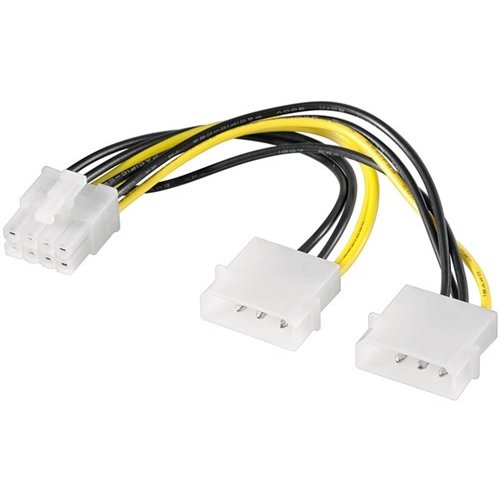 PC Grafikkarten Stromkabel/Stromadapter, PCI-E zu PCI Express 8 Pin<br>2x HDD/5,25 Zoll-Stecker (4-Pin) > PCIe-Buchse (8-Pin)