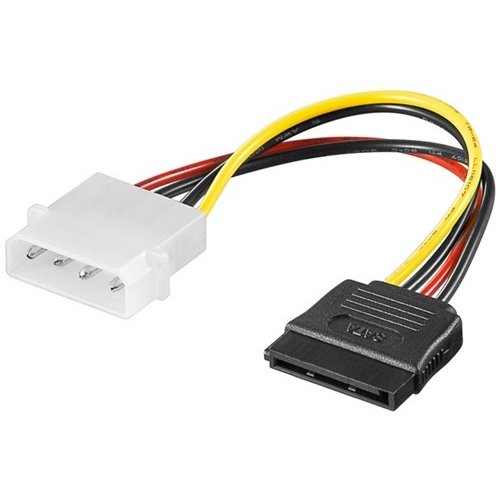 PC Y Stromkabel/Stromadapter, 5.25 Stecker zu SATA<br>4-pol. 5,25-Powerstecker > 15-pol. S-ATA
