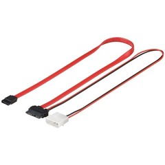 HDD S-ATA SlimLine Kabel 1.5 GBits / 3 Gbits  2in1<br>SATA Slimline Stecker > SATA L-Typ Stecker 0.3M