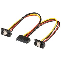 PC Y Stromkabel/Stromadapter, SATA 1x Buchse zu 2x Stecker 90°<br>SATA Standard Buchse > 2x SATA-Standard Stecker 90°