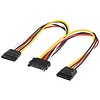 PC Y Stromkabel/Stromadapter, SATA 1x Buchse zu 2x Stecker<br>2x SATA-Standard Stecker > SATA Standard Buchse