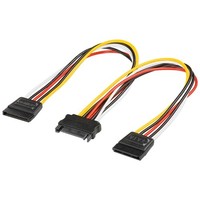 PC Y Stromkabel/Stromadapter, SATA 1x Buchse zu 2x Stecker<br>2x SATA-Standard Stecker > SATA Standard Buchse