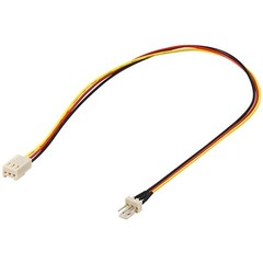 PC Lüfter Stromkabel Verlängerung, 3 Pin Stecker/Buchse<br>Lüfter-Stecker (3-Pin) > Lüfter-Buchse (3-Pin)