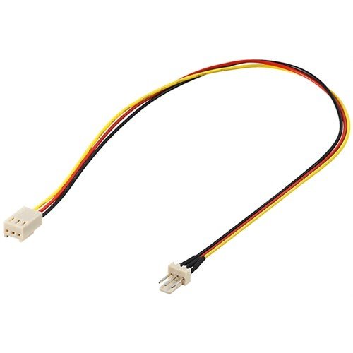 PC Lüfter Stromkabel Verlängerung, 3 Pin Stecker/Buchse<br>Lüfter-Stecker (3-Pin) > Lüfter-Buchse (3-Pin)