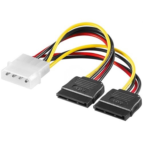 PC Y Stromkabel/Stromadapter, 5.25 Stecker zu 2x SATA<br>HDD/5,25 Zoll-Stecker (4-Pin) > 2x SATA-Standard Stecker