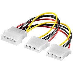 PC Y Stromkabel/Stromadapter 5.25, 1x Stecker zu 2x Buchse<br>HDD/5,25 Zoll-Stecker (4-Pin) > 2x HDD/5,25 Zoll-Buchse (4-Pin)