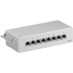 CAT 6 Mini/Desktop Patch Panel, 8 Port<br>STP geschirmt, Grau