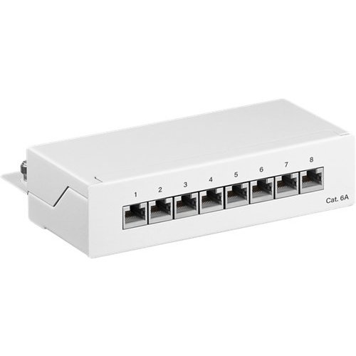 CAT 6a Mini/Desktop Patch Panel, 8 Port<br>STP geschirmt, Weiß