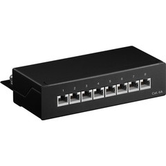 CAT 6a Mini/Desktop Patch Panel, 8 Port<br>STP geschirmt, Schwarz