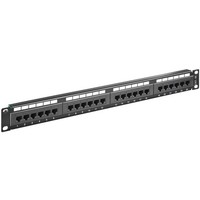 CAT 5e 19-Zoll (48,3 cm) Patch Panel, 24 Port<br>UTP ungeschirmt, Schwarz