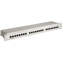 CAT 5e 19-Zoll (48,3 cm) Patch Panel, 24 Port<br>STP geschirmt, Grau