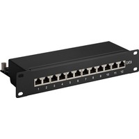 CAT 6 10-Zoll (25,4 cm) Patch Panel, 12 Port<br>STP geschirmt, Schwarz