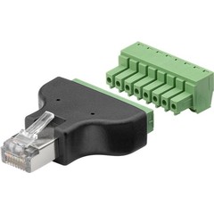 Eurobuchse (Typ C, CEE 7/16) > RJ45-Stecker (8P8C)<br>abnehmbare Schraubbefestigung, 2-teilig