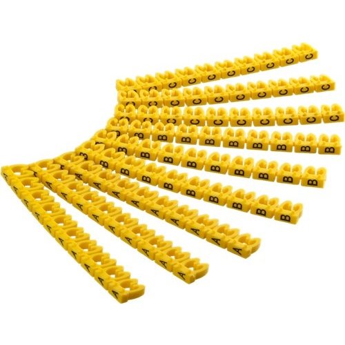 Kabelmarker-Clips ''Buchstaben A-C'', für Kabeldurchmesser bis 4 mm<br>farbige Kennzeichnungsringe  3x 30 Stück zum Markieren von z.B. Netzwerkkabeln