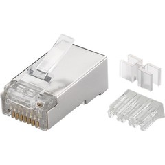 RJ45 Stecker, CAT 6A STP geschirmt<br>für Rundkabel mit Einfädelhilfe