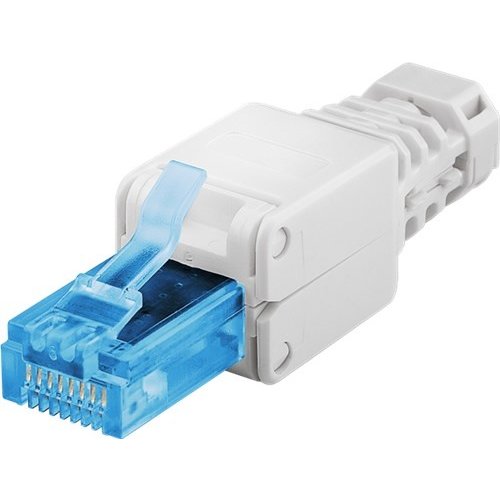 Werkzeugfreier RJ45 Stecker CAT 6A UTP ungeschirmt<br>für 3 verschiedene Kabel Ø: bis 5,2 / 6,4 / 7,5 mm