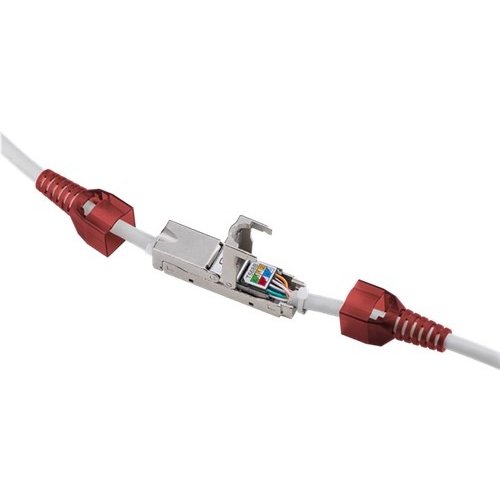 werkzeugloser Kabel Verbinder ''slim'' CAT 6, STP geschirmt<br>zum Verbinden von zwei Netzwerk-Installationskabeln