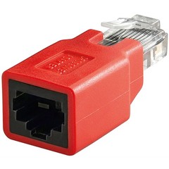 RJ45 crossover Modular-Adapter, CAT 5e<br>RJ45-Stecker (8P8C) > RJ45-Buchse (8P8C)