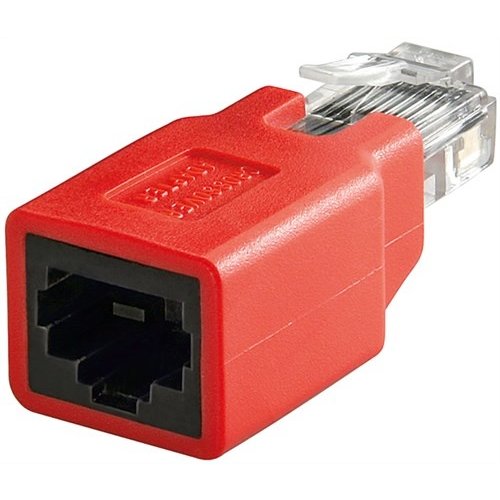 RJ45 crossover Modular-Adapter, CAT 5e<br>RJ45-Stecker (8P8C) > RJ45-Buchse (8P8C)