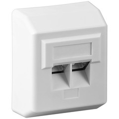 CAT 5e Aufputzdose (AP)<br>2x RJ45 Netzwerkdose, geschirmt, Weiß