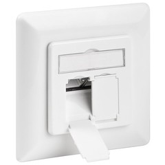 CAT 6a Unterputzdose (UP), Weiß<br>2x RJ45 Netzwerkdose, geschirmt