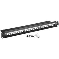 19-Zoll (48,3 cm) Keystone Patch Panel (1 HE)<br>inkl. 24x CAT 6 UTP Module