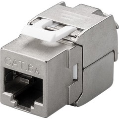Keystone Modul RJ45 CAT 6A, STP, slim-line<br>16,5 mm Breite, Krokodil-Typ, Klemmleiste für LSA Montage (werkzeugfrei)