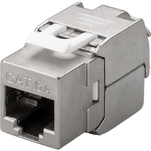 Keystone Modul RJ45 CAT 6A, STP, slim-line<br>16,5 mm Breite, Krokodil-Typ, Klemmleiste für LSA Montage (werkzeugfrei)