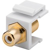 Keystone Modul Cinch/RCA<br>16,2 mm Breite, Cinch-Buchse Weiß > F-Buchse, vergoldet