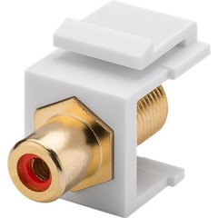 Keystone Modul Cinch/RCA<br>14,7 mm Breite, Cinch-Buchse Rot > F-Buchse, vergoldet