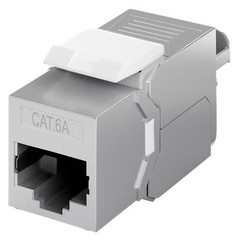 Keystone Modul RJ45 CAT 6A, STP, slim-line<br>14,8 mm Breite, Krokodil-Typ, Klemmleiste für LSA Montage (werkzeugfrei)