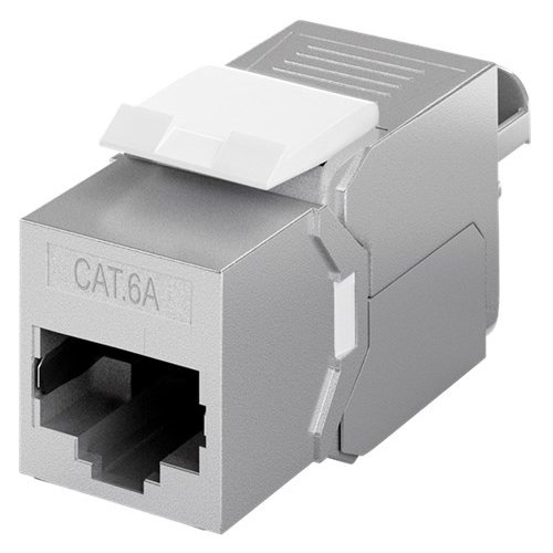 Keystone Modul RJ45 CAT 6A, STP, slim-line<br>14,8 mm Breite, Krokodil-Typ, Klemmleiste für LSA Montage (werkzeugfrei)