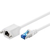 CAT 6a Verlängerungskabel, S/FTP (PiMF), Weiß<br>mit Montageflansch 0.5M