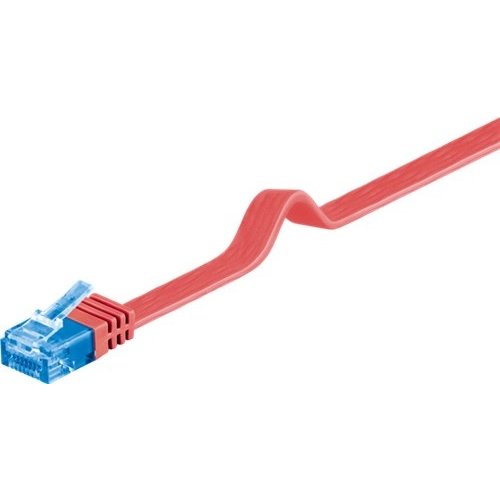 CAT 6a Flach-Patchkabel, U/UTP, Rot<br>Kupfermaterial