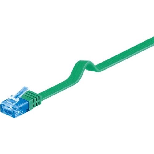 CAT 6a Flach-Patchkabel, U/UTP, Grün<br>Kupfermaterial