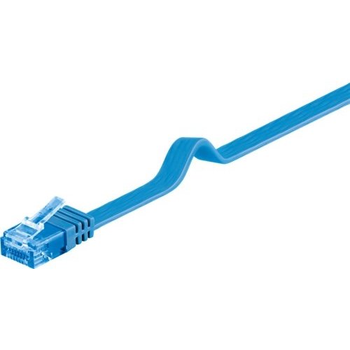 CAT 6a Flach-Patchkabel, U/UTP, Blau<br>Kupfermaterial