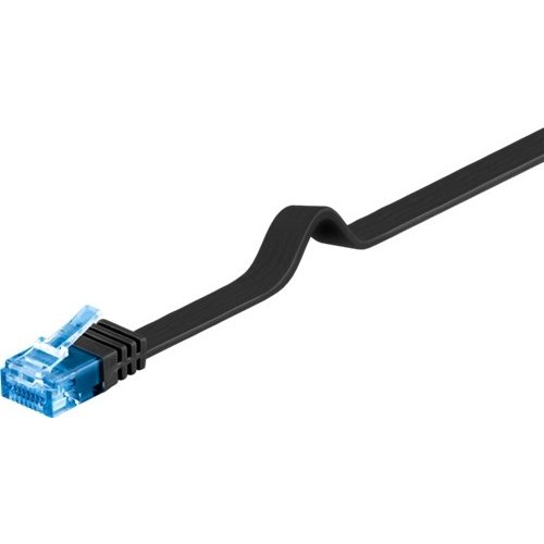 CAT 6a Flach-Patchkabel, U/UTP, Schwarz<br>Kupfermaterial