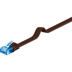 CAT 6a Flach-Patchkabel, U/UTP, Dunkelbraun<br>Kupfermaterial 0.5M