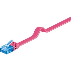 CAT 6a Flach-Patchkabel, U/UTP, Magenta<br>Kupfermaterial 0.5M