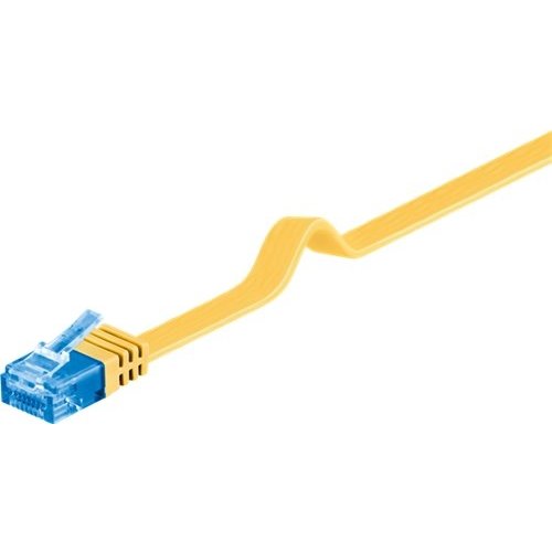 CAT 6a Flach-Patchkabel, U/UTP, Gelb<br>Kupfermaterial