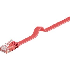 CAT 6 Flach-Patchkabel, U/UTP, Rot<br>Kupfermaterial 1M