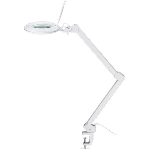 LED Klemm-Lupenleuchte, 1~9W<br>127 mm Glaslinse, 1,75x Vergrößerung, 3 Dioptrien, 860 Lumen, 6 Stufen dimmbar