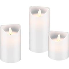 3er Set LED Echtwachs-Kerzen, weiß<br>Wunderschöne und sichere Lichtlösung für viele Bereiche wie Haus und Loggia, Büros, Schulen oder Seniorenheime