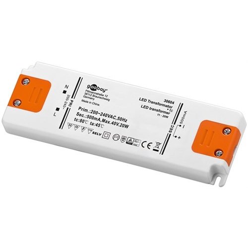 LED Konstantstrom-Trafo 500 mA / 20 W<br>500 mA CC für LEDs bis 20 W Gesamtlast