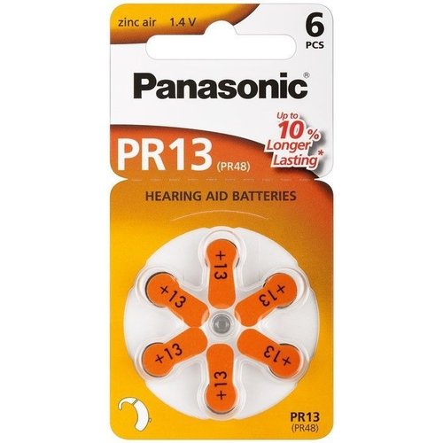 Panasonic V13/PR48 (PR13)<br>Zink-Luft Hörgeräte-Knopfzelle, 1,4 V