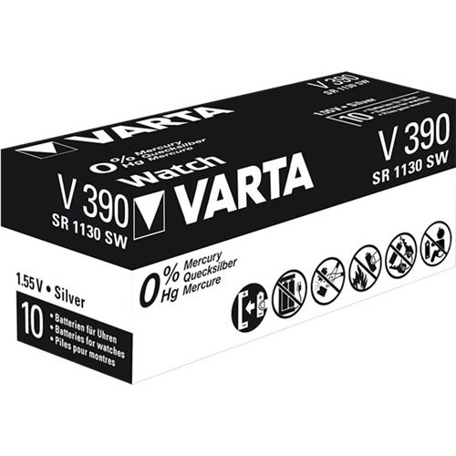 Varta SR54 (V390)<br>Silberoxid-Zink-Knopfzelle, 1,55 V Uhrenbatterie